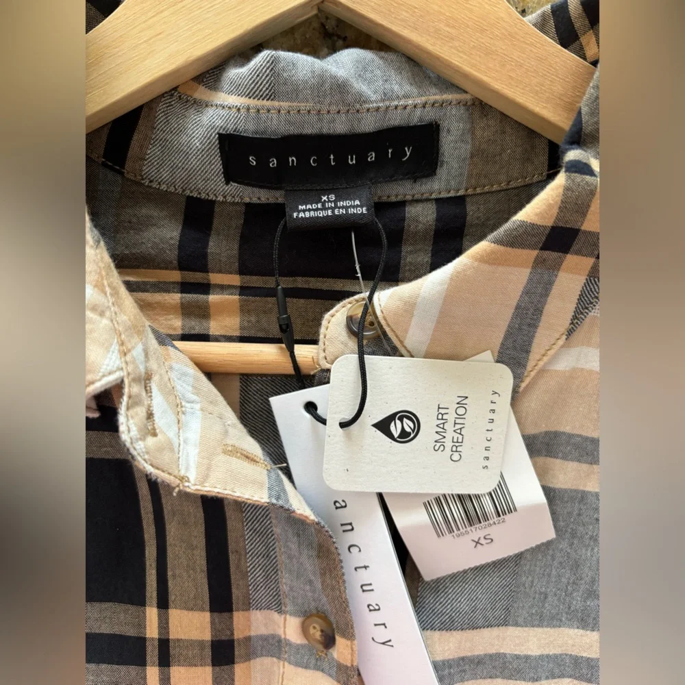 NWT Sanctuary Plaid Boyfriend Tunic - Size XS - Picture 8 of 9